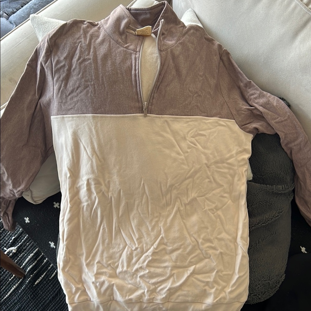 BUTTERCREAM CLOTHING two toned half zip sweatshirt